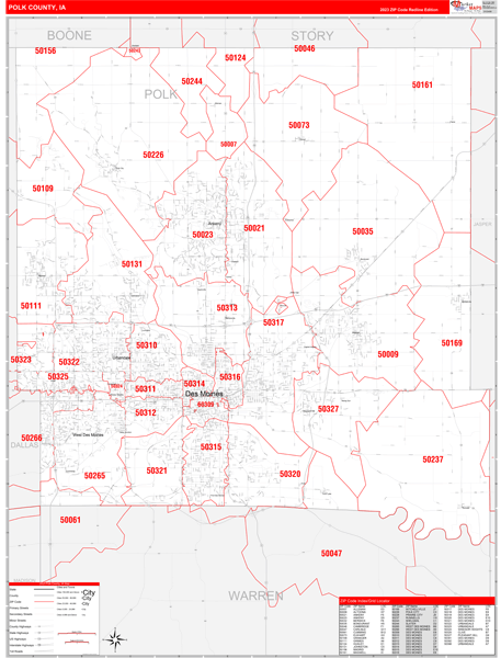Polk County Digital Map Red Line Style