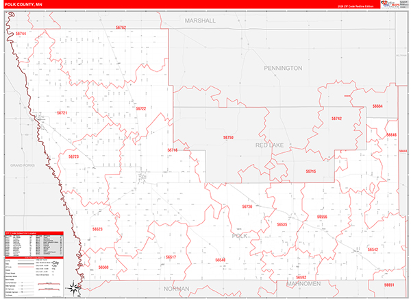 Polk County, MN Zip Code Map