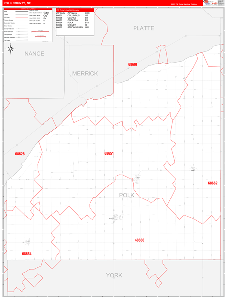 Polk County, NE Zip Code Map