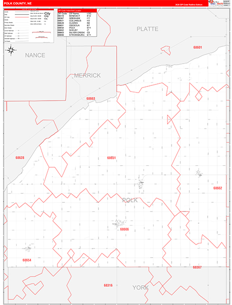 Polk County, NE Zip Code Map