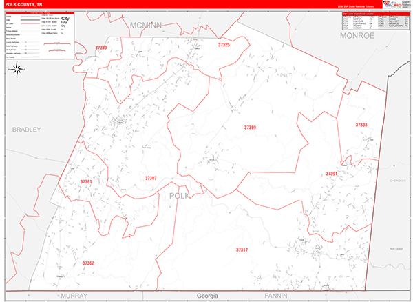 Polk County, TN Zip Code Map