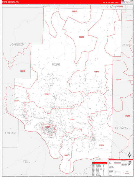 Pope County, AR Zip Code Map