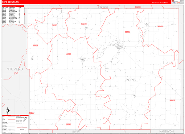 Pope County, MN Zip Code Map