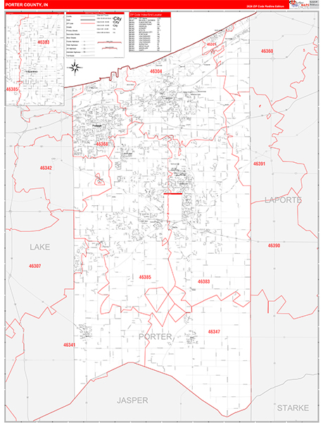 Porter County, IN Zip Code Map