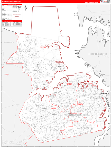Portsmouth County, VA Zip Code Map