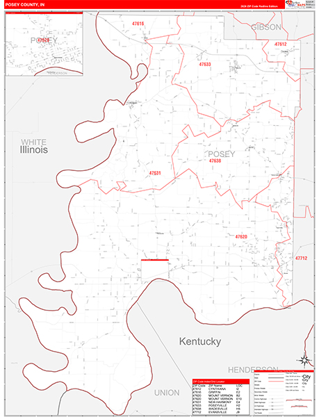 Posey County, IN Zip Code Map