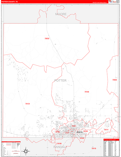 Potter County, TX Zip Code Map