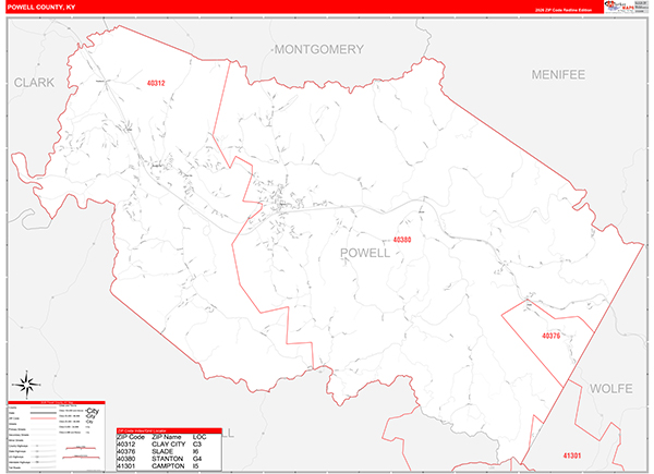 Powell County, KY Zip Code Map