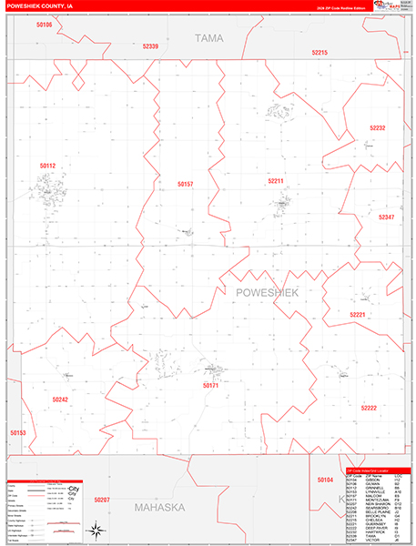 Poweshiek County, IA Carrier Route Wall Map