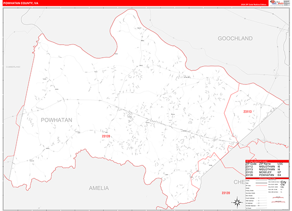Powhatan County, VA Zip Code Map