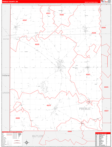 Preble County, OH Zip Code Map