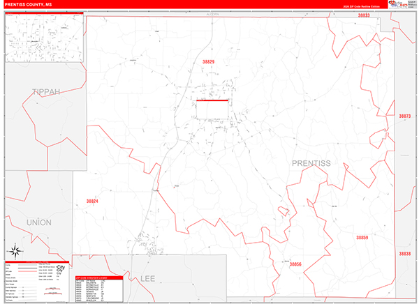 Prentiss County, MS Zip Code Map