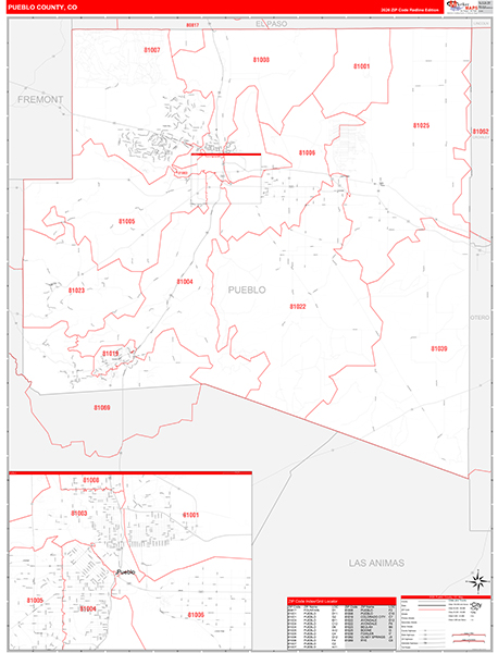 Pueblo County, CO Zip Code Map