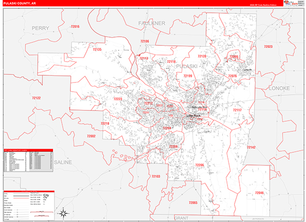 Pulaski County, AR Zip Code Map