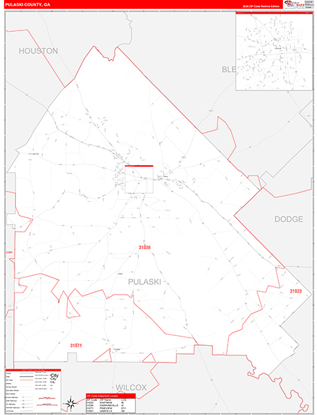 Pulaski County, GA Zip Code Map