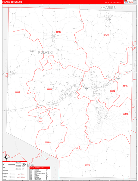 Pulaski County, MO Zip Code Map