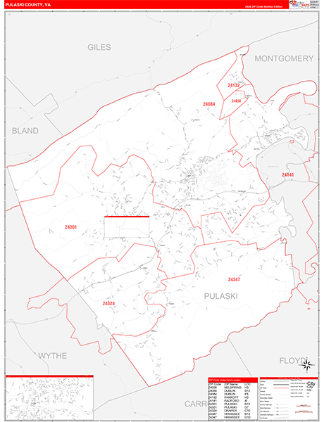 Pulaski County, VA Zip Code Map