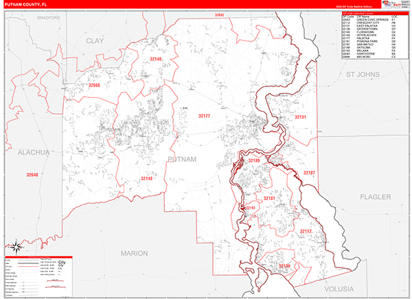 Putnam County, FL Zip Code Map