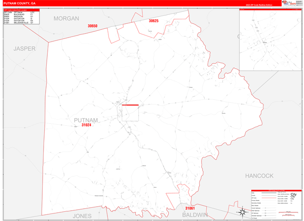 Putnam County Digital Map Red Line Style