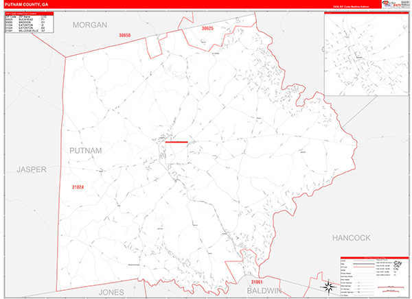 Putnam County, GA Zip Code Map