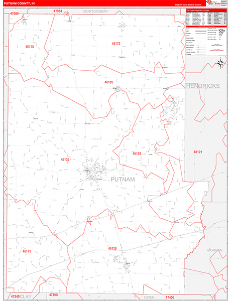 Putnam County, IN Zip Code Map
