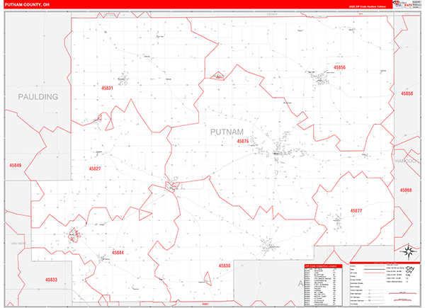 Putnam County, OH Zip Code Map