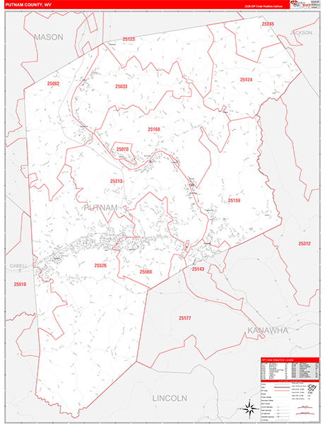 Putnam County, WV Zip Code Map