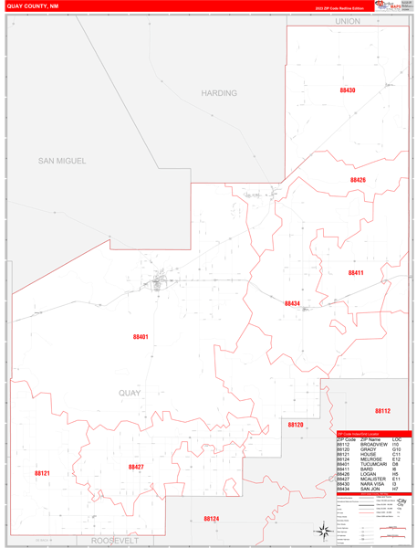 Quay County, NM Zip Code Map