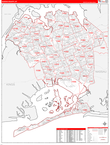 Queens County, NY Zip Code Map