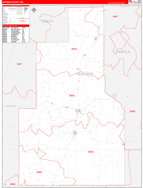 Quitman County, MS Zip Code Map