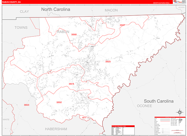 Rabun County, GA Zip Code Map