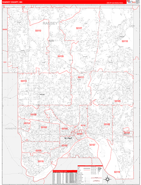 Ramsey County, MN Zip Code Map