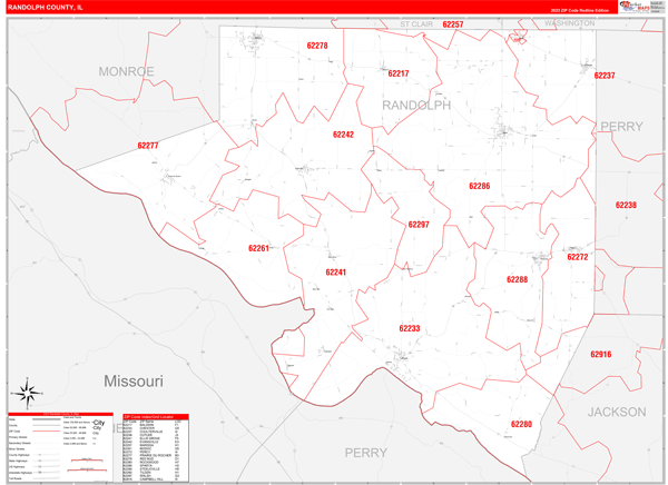 Randolph County Digital Map Red Line Style