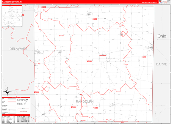 Randolph County, IN Zip Code Map