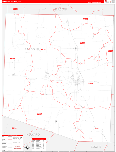 Randolph County, MO Zip Code Map