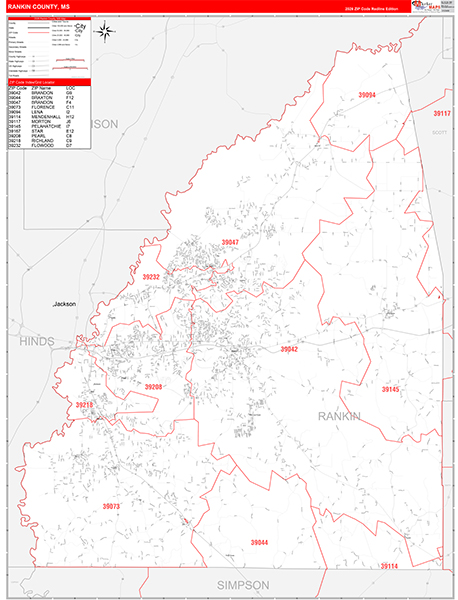 Rankin County, MS Zip Code Map