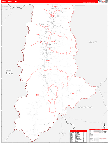 Ravalli County, MT Zip Code Map