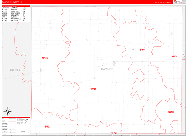 Rawlins County, KS Carrier Route Wall Map
