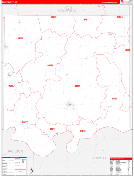 Ray County Digital Map Red Line Style