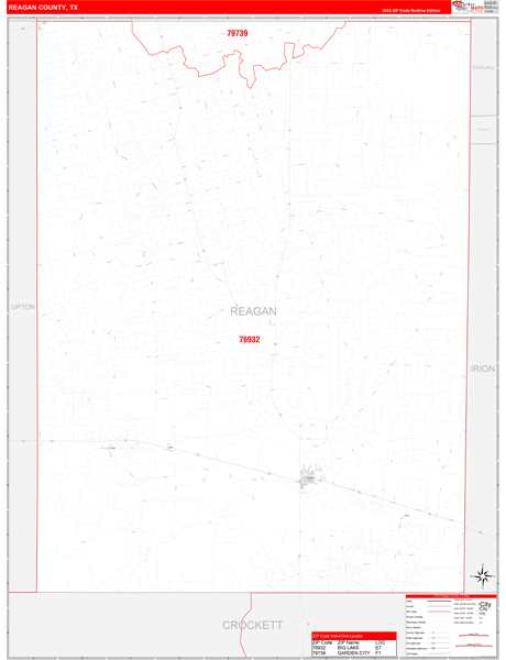 Reagan County Digital Map Red Line Style