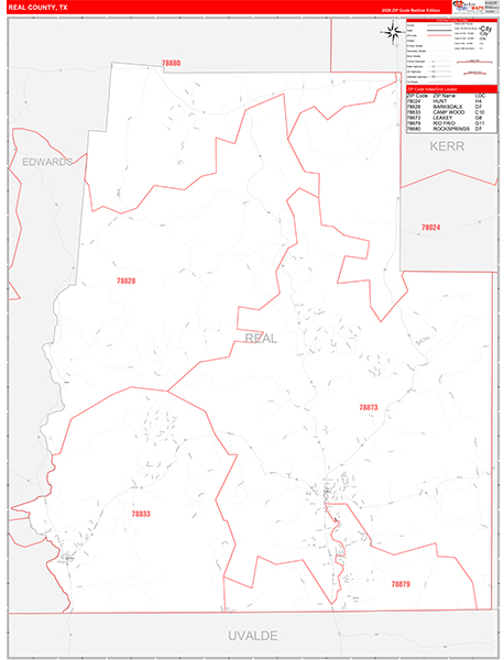 Real County, TX Zip Code Map