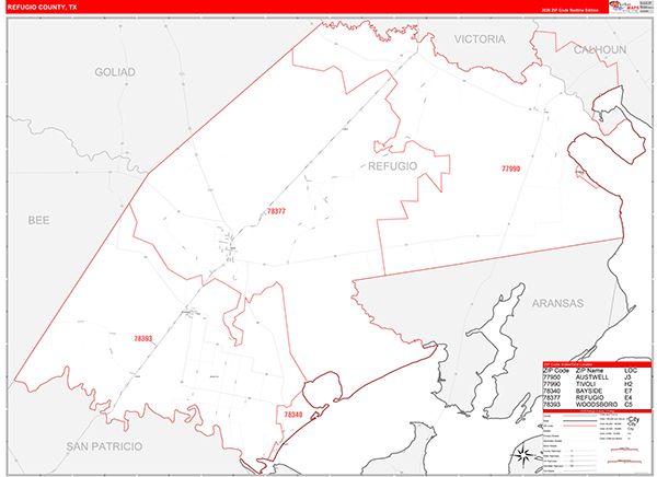 Refugio County, TX Zip Code Map