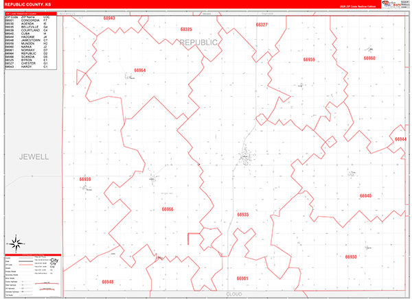 Republic County, KS Zip Code Map