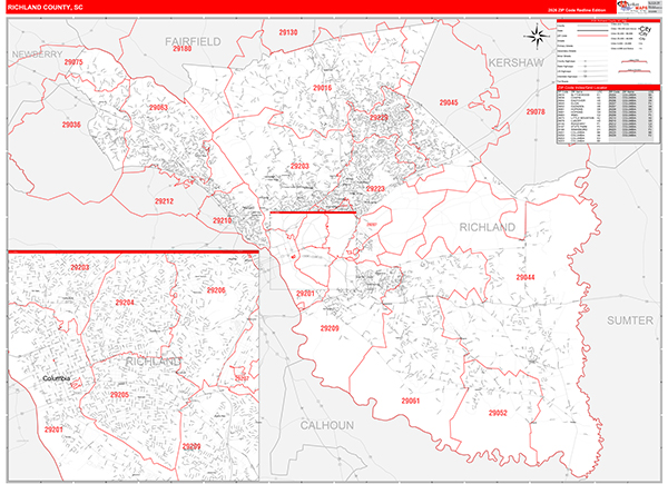 Richland County, SC Zip Code Map