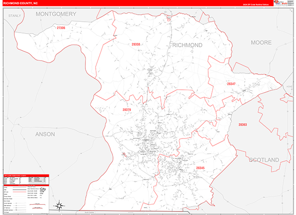 Richmond County, NC Zip Code Map