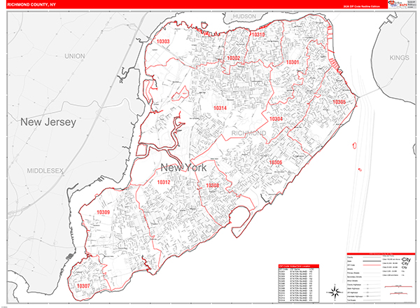 Richmond County, NY Zip Code Map