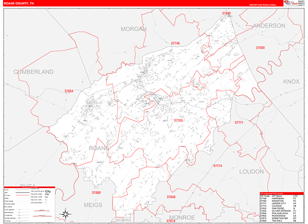 Roane County, TN Zip Code Map