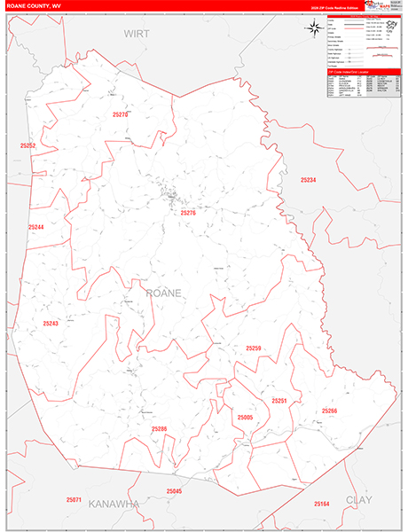 Roane County, WV Zip Code Map
