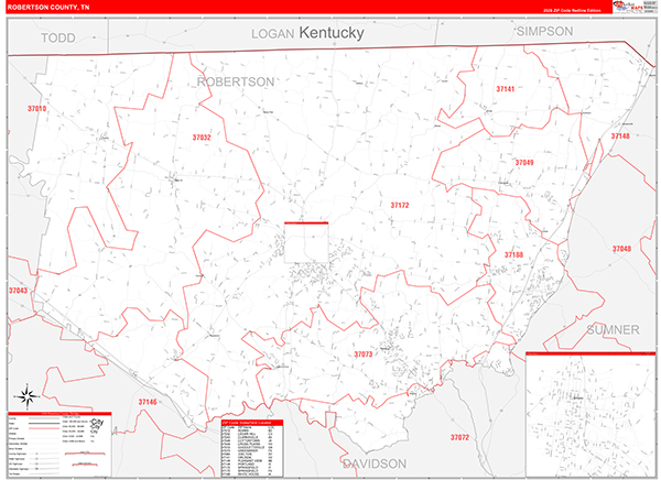 Robertson County, TN Zip Code Map