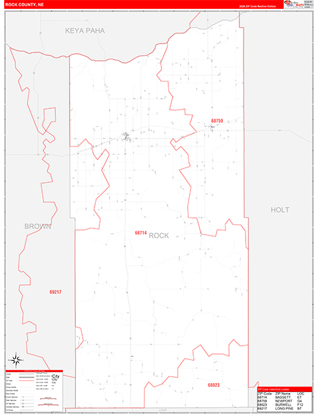 Rock County, NE Zip Code Map